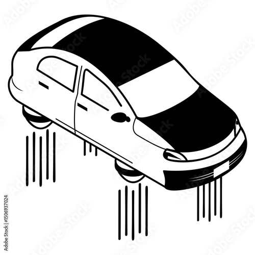 Vertical Take off and Landing Car isometric Concept, Hybrid Lorry Vector Icon Design, Future transportation Symbol, Driverless Green Transport innovation Sign, Autonomous aerial vehicle Illustration