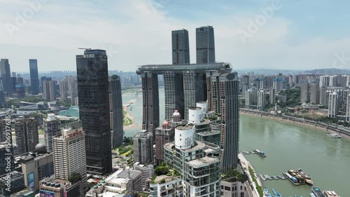 Viewing chongqing chaotianmen center raffles city in daytime