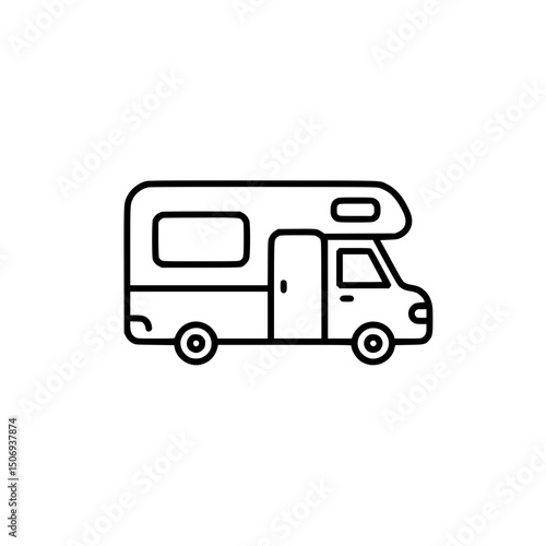 Motorhome, Campervan, RV, Travel Trailer, Recreational Vehicle Line Art Illustration