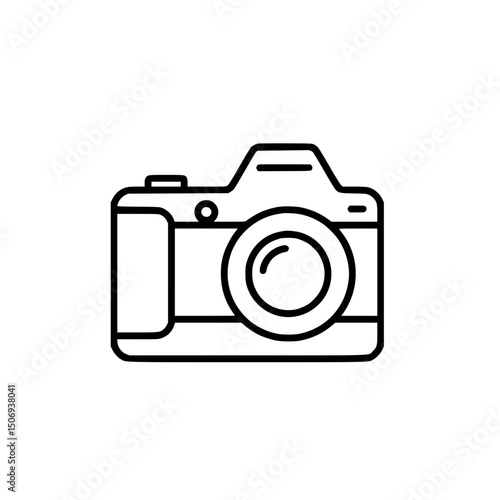 Professional DSLR Camera Icon Photography Equipment Line Art Graphic