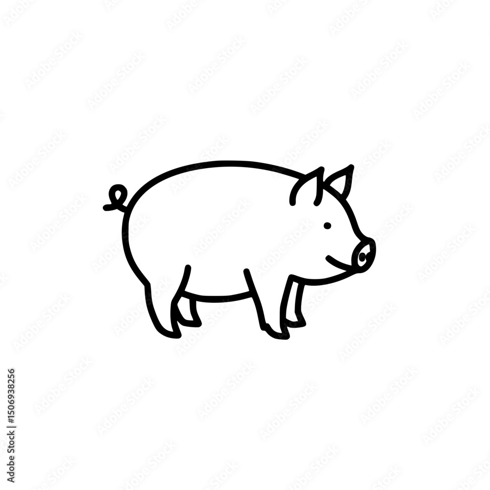 Cute Cartoon Pig Illustration Simple Line Art Design Cute Cartoon Pig Illustration Simple Line Art Design
