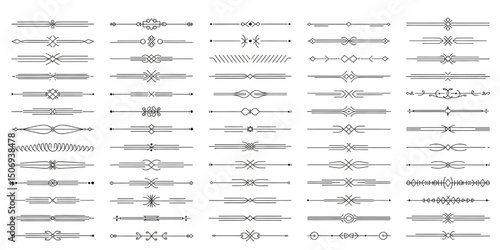 Ornamental Dividers and Text Separators | Decorative Line Art Elements for Graphic Design, Invitations, and Web Design