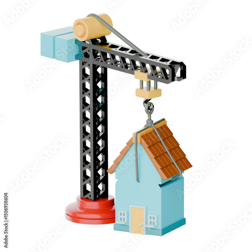 Blue real estate 3d icon render clipart