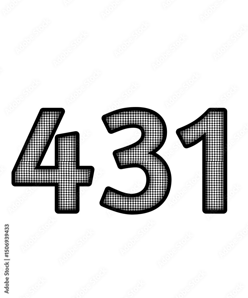 Fototapeta premium Black and white color numbers 431