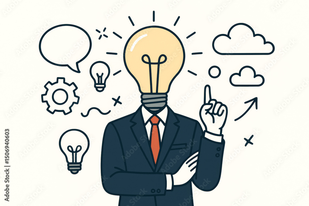 Business innovation concept lightbulb head businessman pointing finger up creative idea brainstorming solution entrepreneurship leadership strategy thinking inspiration genius Business innovation concept lightbulb head businessman pointing finger up creative idea brainstorming solution entrepreneurship leadership strategy thinking inspiration genius