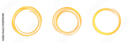 PNG Golden Swirl Circle Frame with Light Stroke Effect for Futuristic UI or Decorative Magic Energy Design
