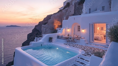Luxury Villa with Infinity Pool and Sunset Views in Santorini, Greece