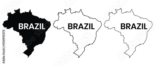 Brazil map icon vector. Silhouette of Brazil map symbol, outline of Brazil country icon on white background. Vector illustration.