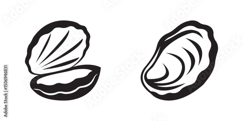 Silhouette vector illustration of oyster shells