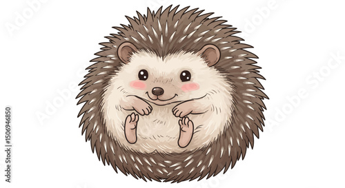 Adorable Hedgehog Illustration Cute Spiny Mammal Cartoon