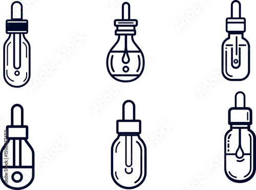 Collection of dropper bottles isolated on white background