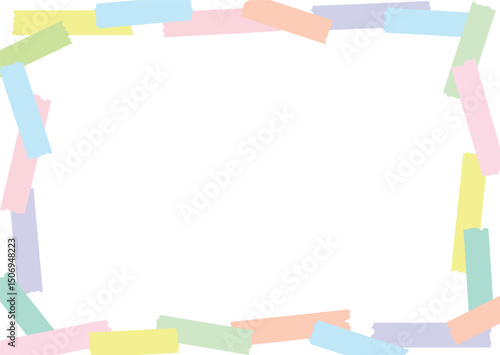 Illustration of a colorful decorative tape border background on a white background.