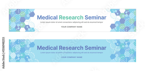 A set of business banner design templates in modern, geometric, abstract pattern style for medical, hospital concept seminars, workshops, conferences, presentations, etc.