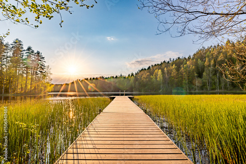 lake at sunset