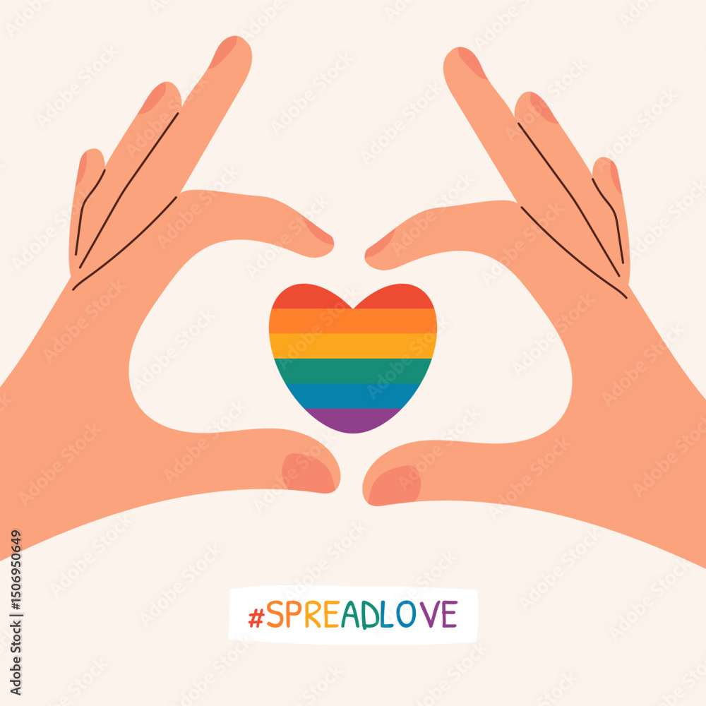 Obraz premium Heart in hands. Happy Pride Month. Pride. LGBTQIA Pride Month. LGBT pride. Rainbow heart. Love is love