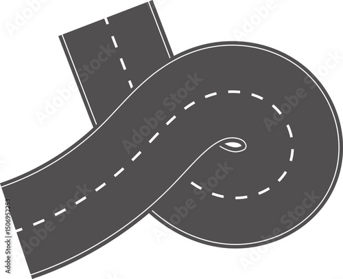 Wavy Curves road. Top view of race track. Winding road from top view vector illustration. Empty highway asphalt road, Ariel View Road, Empty highway black asphalt road with dividing lines.