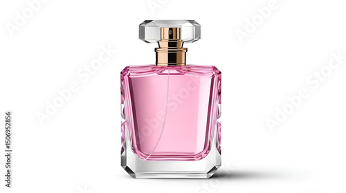 pink crystal perfume bottle mockup isolated on white or transparent background,transparency