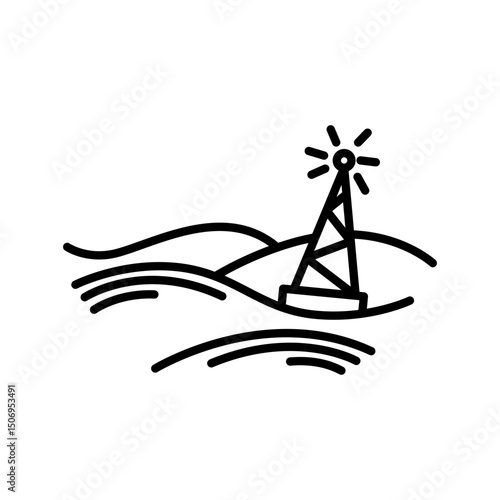 Marine port icon. Outline linear seaport symbol vector. Linear style illustration with editable stroke isolated on white background