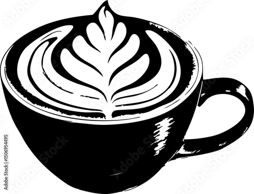 Crafting coffee art a cozy indoor haven top view of creative expressions capturing intricate designs in a delightful setting