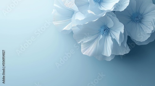 Soft blue flowers on light gradient background