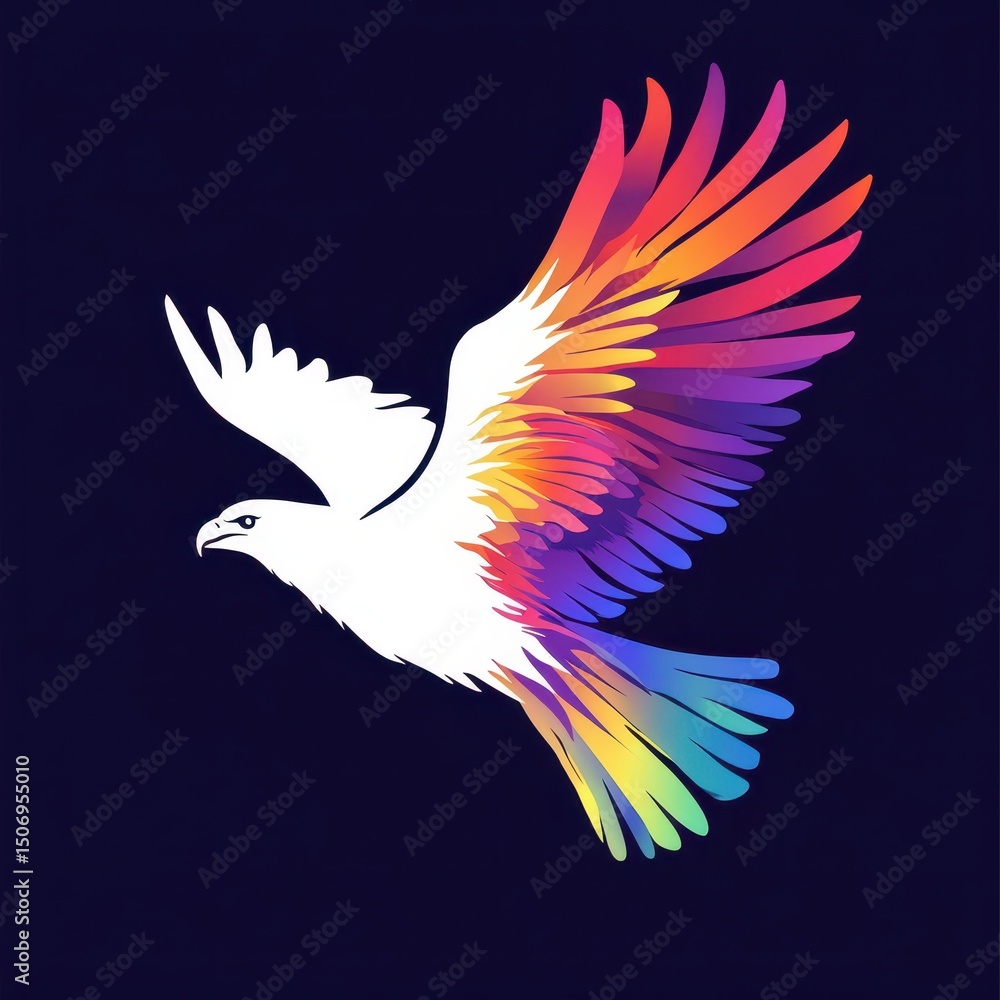 Obraz premium Stylized Eagle Art: Dynamic Illustration of a Majestic Bird in Flight with Bold Silhouettes