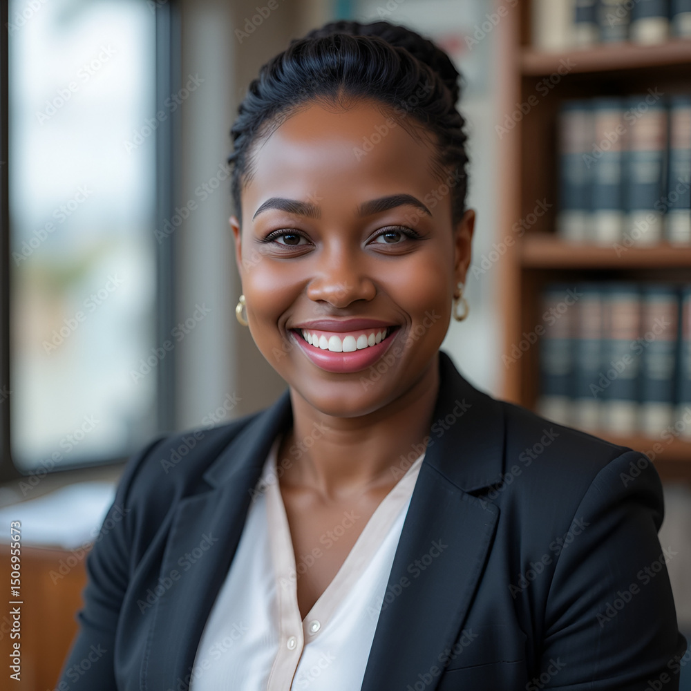 Portrait, smile and lawyer with business black woman in office for advocate, confidence and attorney clerk. Professional, legal counsel and opportunity with employee in law firm of Kenya for career Portrait, smile and lawyer with business black woman in office for advocate, confidence and attorney clerk. Professional, legal counsel and opportunity with employee in law firm of Kenya for career