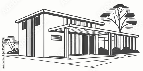 A nice home shilhouette line art