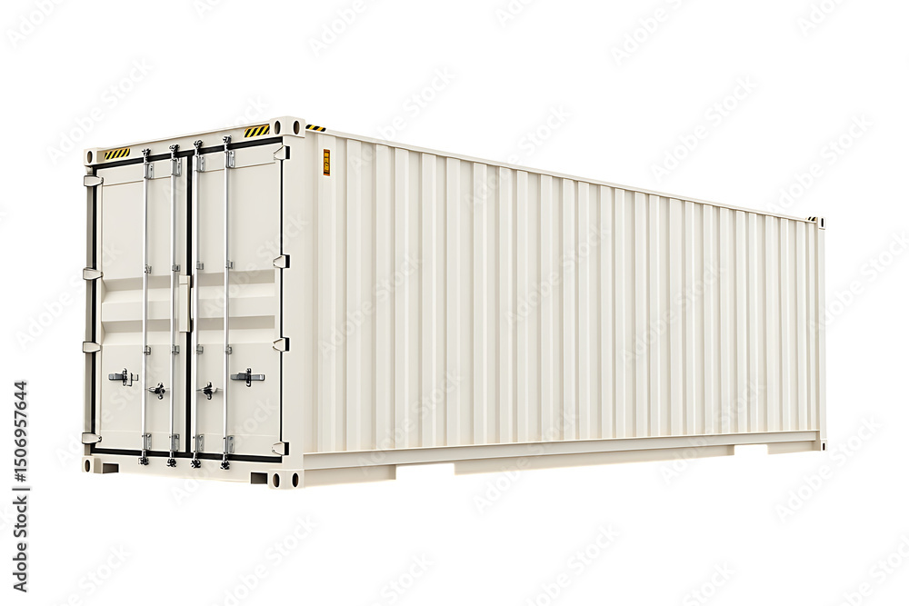White cargo container isolated on transparent background White cargo container isolated on transparent background