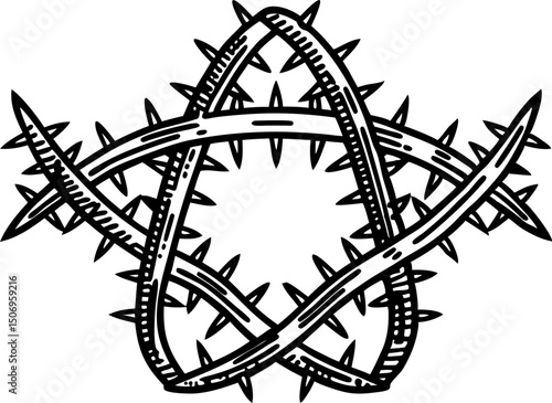 Barbed wire star design sharp, artistic symbol of strength and boundaries