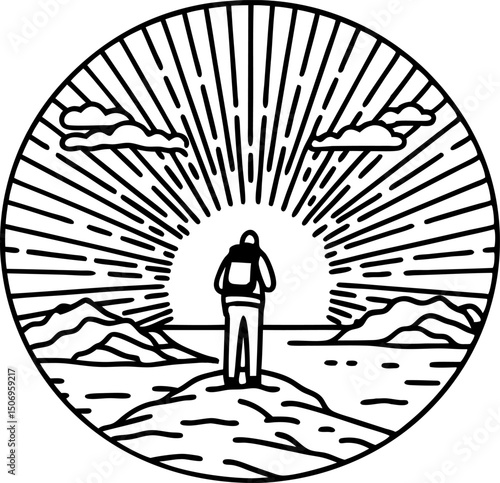 traveler on mountain peak watching sunrise adventure inspiration, nature, exploration, journey