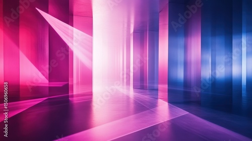 Neon Glow  Abstract Pink and Blue Light Corridor