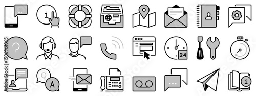 Icons in two tones about contact and support