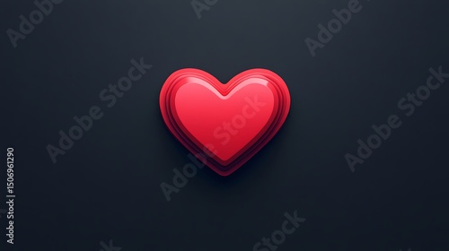 A striking red heart icon with simple clear lines minimalistic style captured in realistic HD.