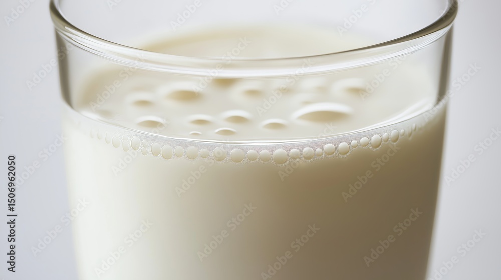 Glass of fresh milk with bubbles on top Glass of fresh milk with bubbles on top