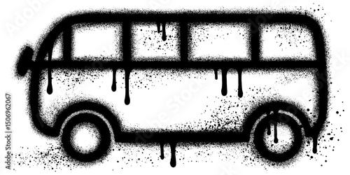 Spray Painted Graffiti minibus isolated with a white background. EPS 10.