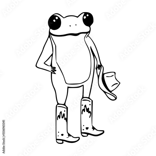 cartoon frog with cowboy boots and hat