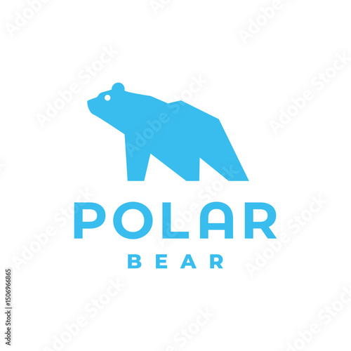 Strong polar bear combine with iceberg illustration logo design template. White and blue wild animal bold, simple, and modern concept.