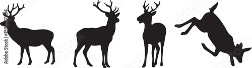 Deer Silhouettes: A collection of deer silhouettes, showcasing the elegant forms of these majestic creatures in various poses, embodying the essence of nature.