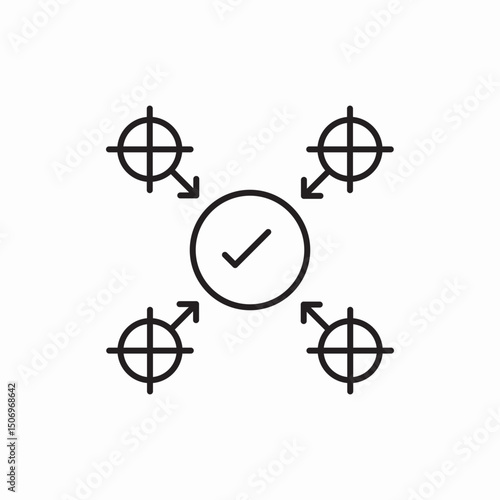 target checked icon vector sign