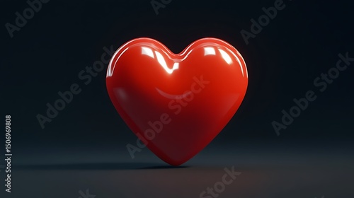 A vibrant red heart icon with smooth simple lines minimalistic style realistic HD photography.