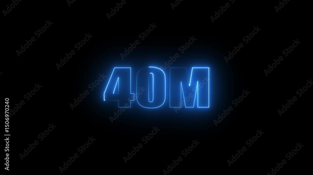 Neon 40M text animation on black background. Neon 40M text animation on black background.