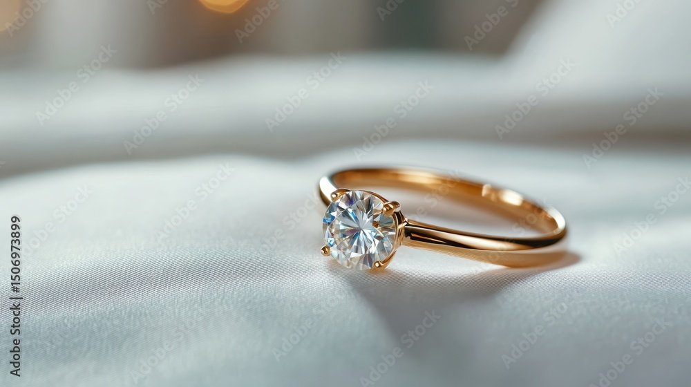 A beautifully crafted diamond ring rests elegantly on soft fabric, symbolizing love, commitment, and luxury in a visually captivating setting that highlights its brilliance and allure. A beautifully crafted diamond ring rests elegantly on soft fabric, symbolizing love, commitment, and luxury in a visually captivating setting that highlights its brilliance and allure.
