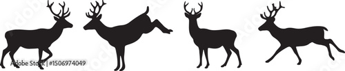 Silhouette Deer in motion: A striking silhouette captures a sequence of majestic deer in motion. The minimalist design is a tribute to the beauty of nature, perfect for any project. 