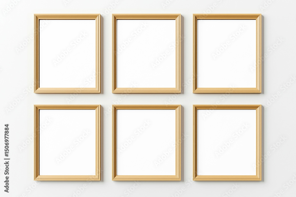Wooden mock up poster frames on the white wall Wooden mock up poster frames on the white wall