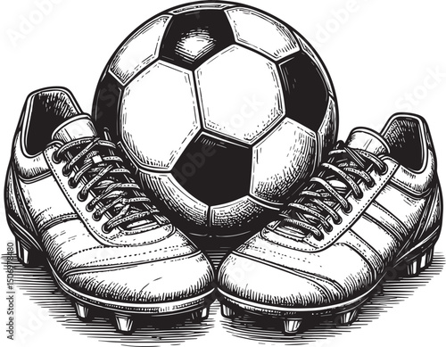 soccer ball and shoes vector illustration