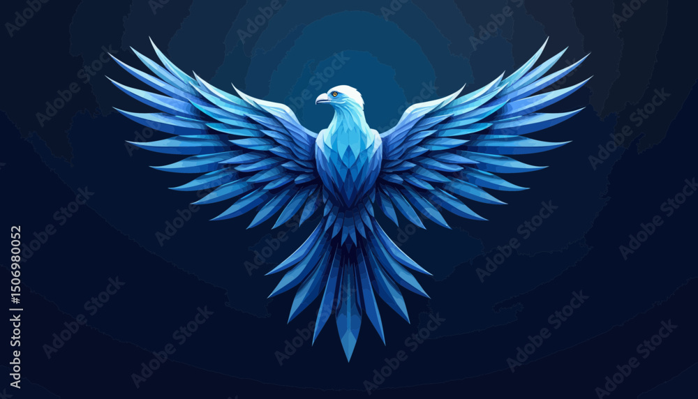 Obraz premium Blue Crystal Eagle Pixel Art