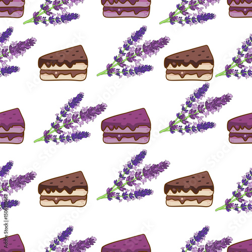 Lavender cake pattern, white isolate background
