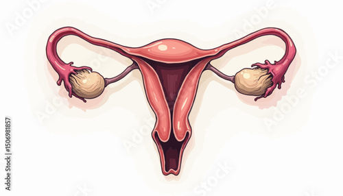 Pixel Art Illustration of the Female Reproductive System