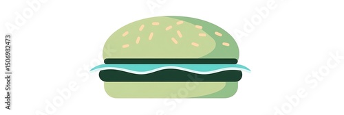 Linear burger icon in fresh green and teal tones with a sleek, minimalist approach