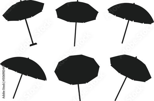Beach Umbrella Silhouettes Set – Summer Vacation Vector